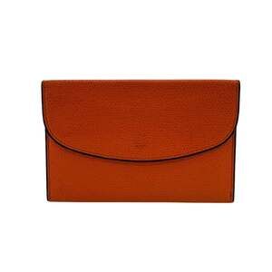 Valextra Leather Card Case Wallet, Orange, Unisex